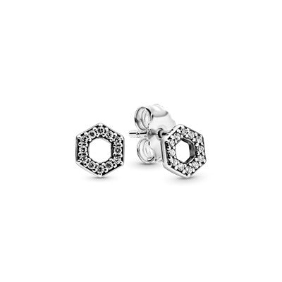 Sparkling Honeycomb Hexagon Stud Earring