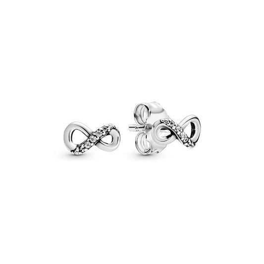 Silver Sparkling Infinity Stud Earring