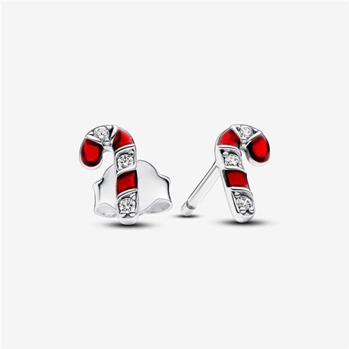 Pandora Sparkling Red Candy Cane Stud Earrings