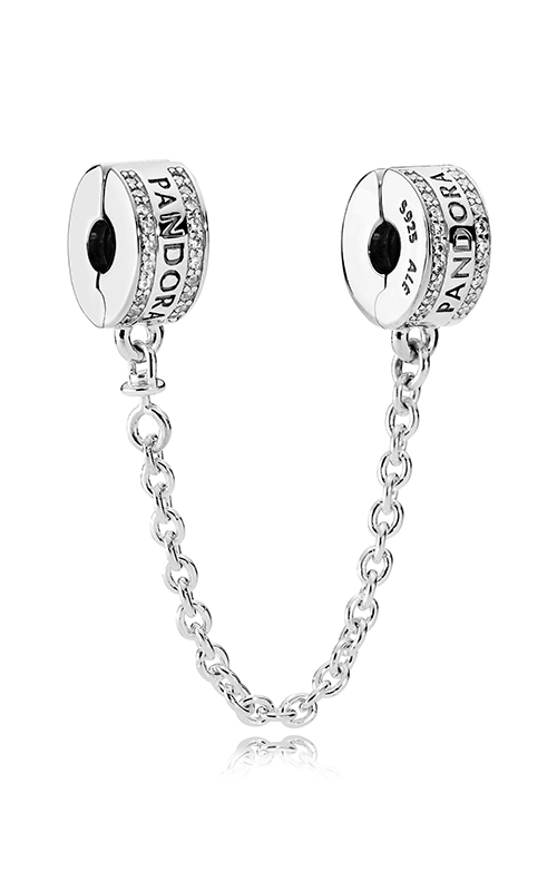 Silver Pandora Logo Safety Chain Charm