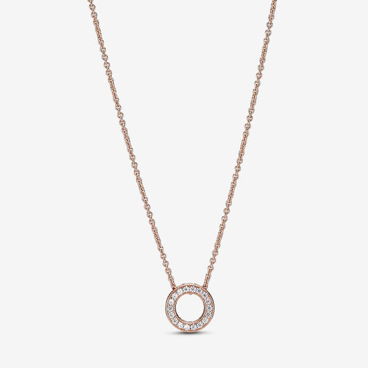 Pandora Small Logo Pave Circle Collier Necklace