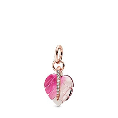 Pink Murano Glass Leaf Pendant