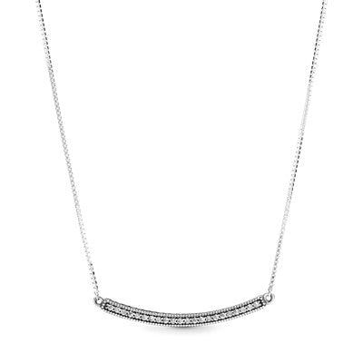 Sparkling Curved Bar Necklace