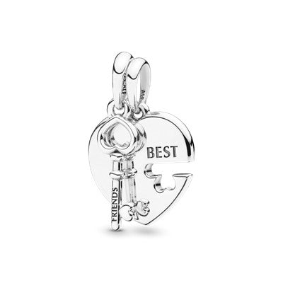 Best Friends Heart & Key Pendant Charm