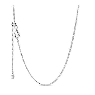Adjustable Silver Curb Chain Necklace