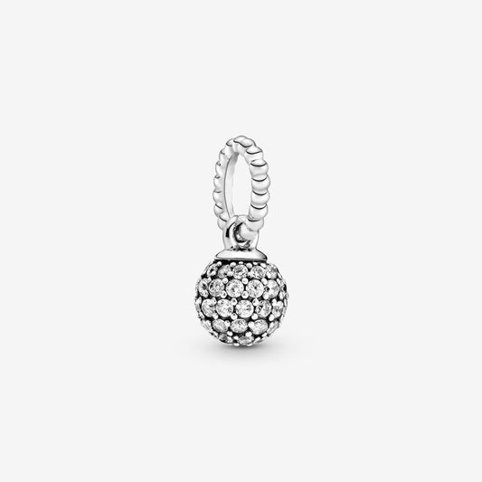 Silver Pave Ball Pendant