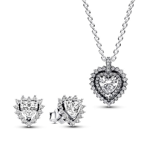 Sparkling Double Heart Halo Jewellery Gift Set