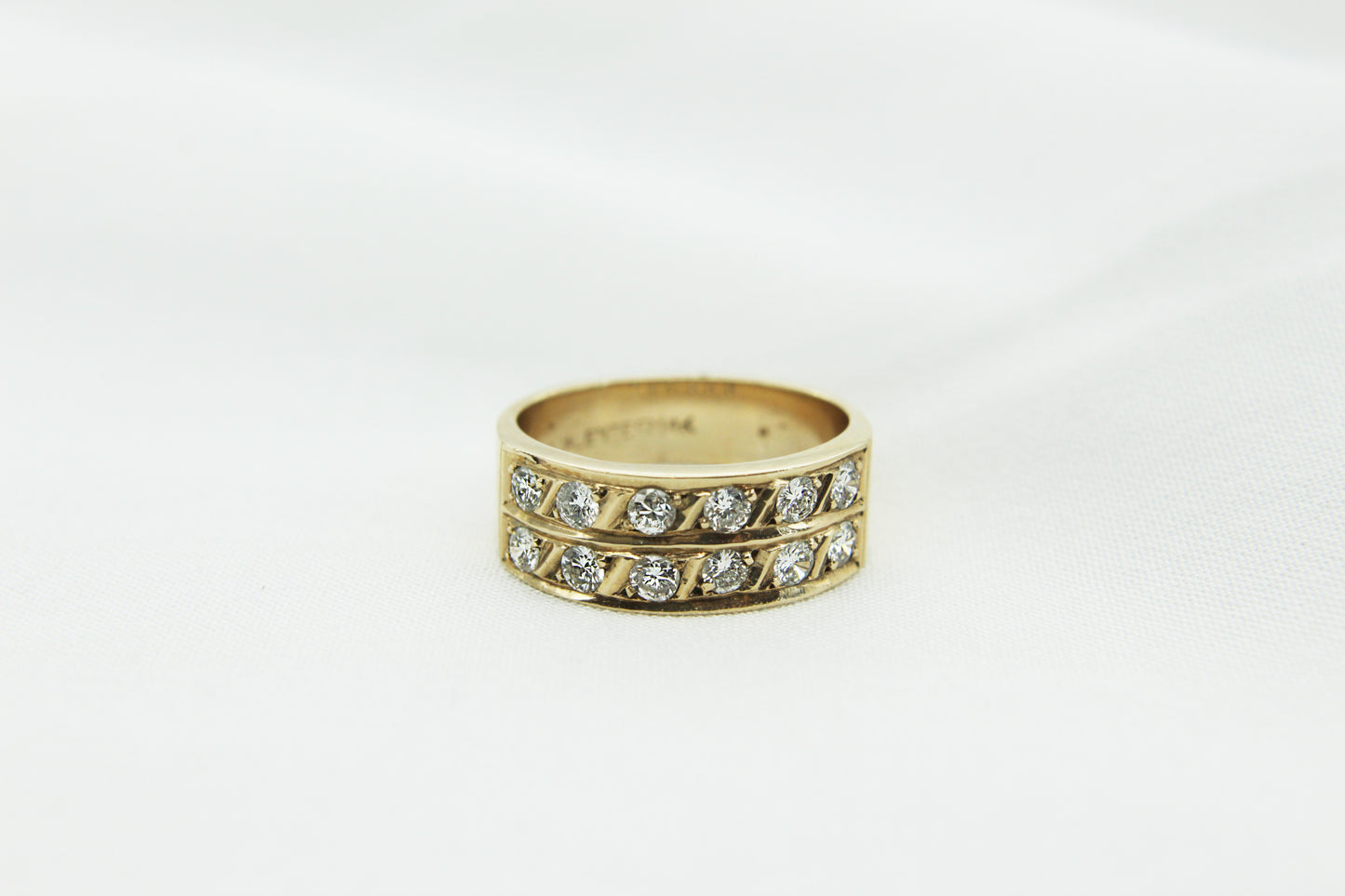 Double Row Wedding Band Ring in 14K