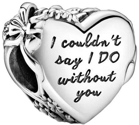 Flower and Bow Heart Charm