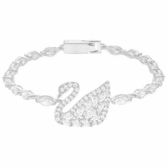 Swarovski Swan Lake Rhodium Plated Clear Crystal Bracelet