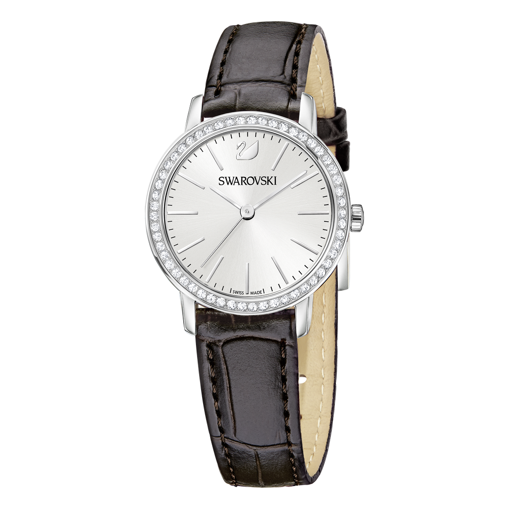 Swarovski Graceful Mini Watch, Leather Strap, Brown, Stainless Steel