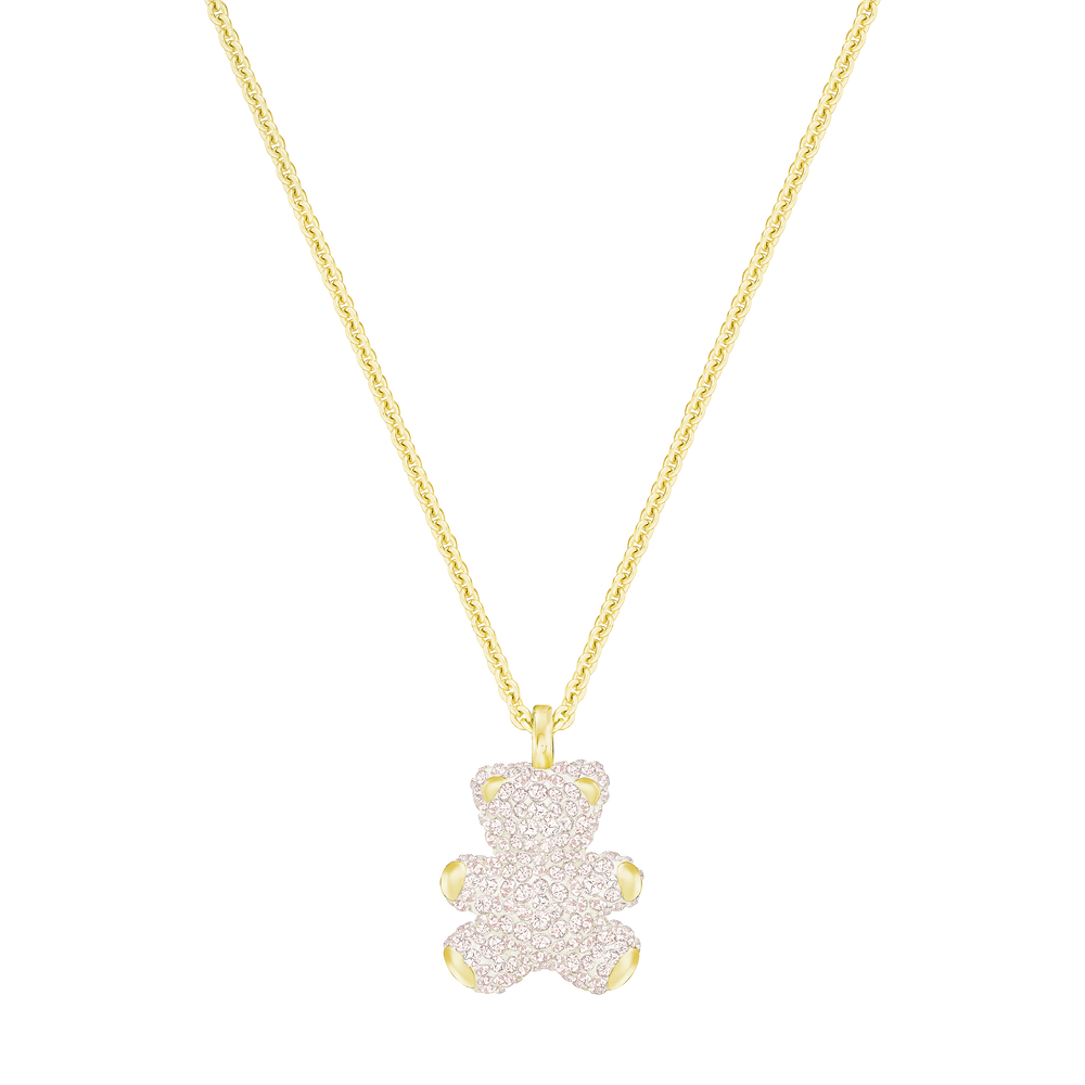 Swarovski Teddy 3D Pendant, Pink, Gold Plated