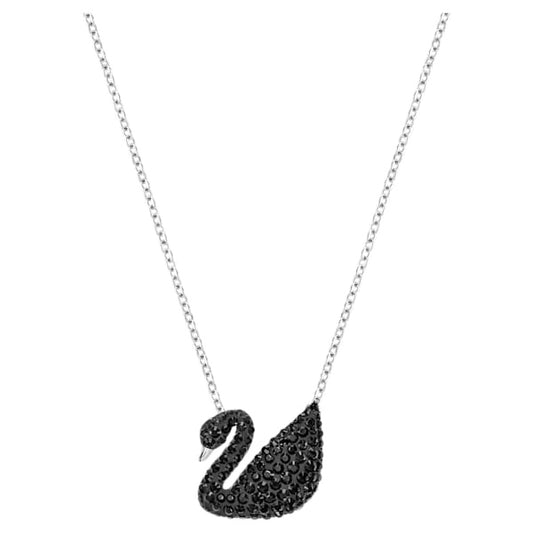 Swarovski Iconic Swan pendant Swan, Black, Rhodium plated