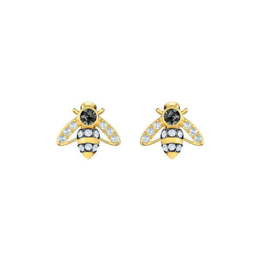 Swarovski Magnetic Bee Stud Pierced Earring, Gray, Gold Tone Plated