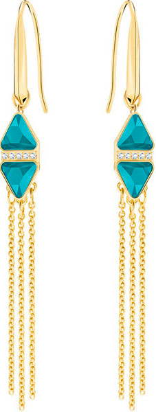 Swarovski Labyrinth Chain Pierced Earring, Blue, Gold Plated