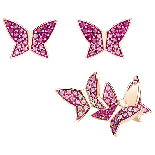 Swarovski Lilia Pierced Earring Stud Set, Pink, Rose Gold Tone Plated