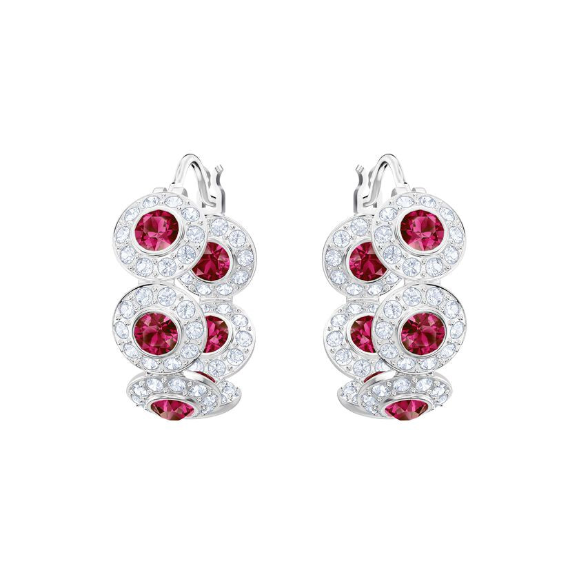 Swarovski Angelic Hoop Pierced Earrings Red, Rhodium Plating