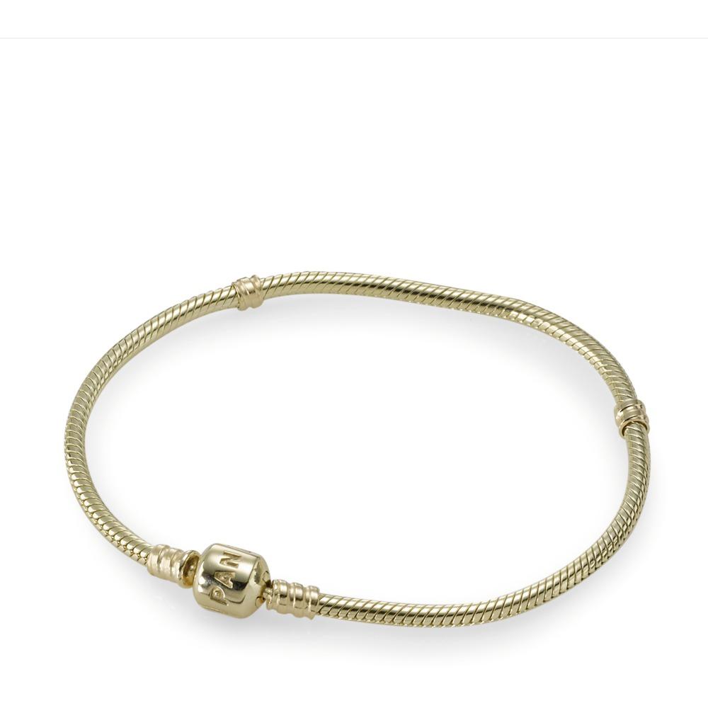Pandora Gold Moments Snake Chain Barrel Clasp Bracelet