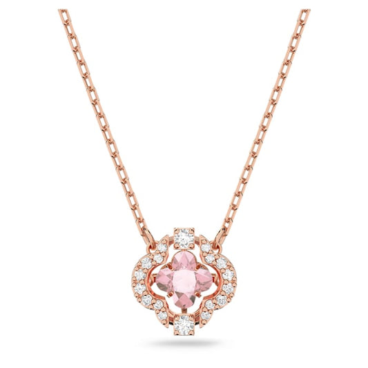 Swarovski Sparkling Dance Necklace Clover, Pink, Rose gold-tone plated