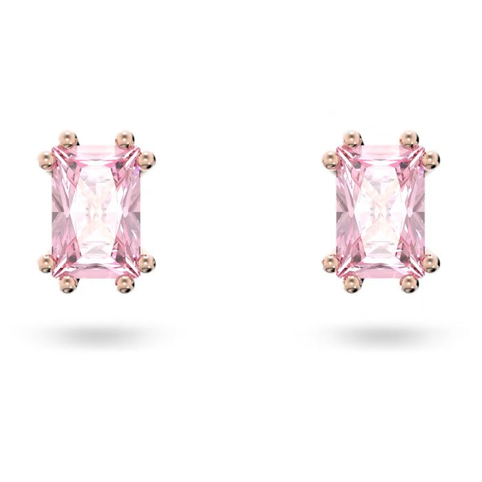 Swarovski Stilla stud earrings Cushion cut, Pink, Rose gold-tone plated