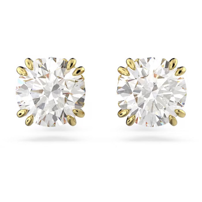 Constella stud earrings Round cut, White, Gold-tone plated