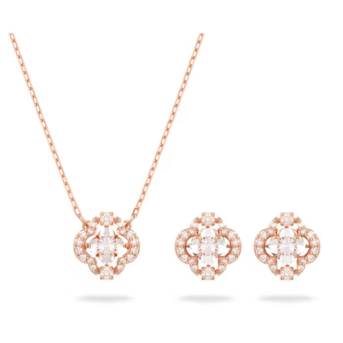 Swarovski Sparkling Dance set White, Rose-gold tone plated