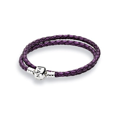 Pandora Double Purple Leather Bracelet