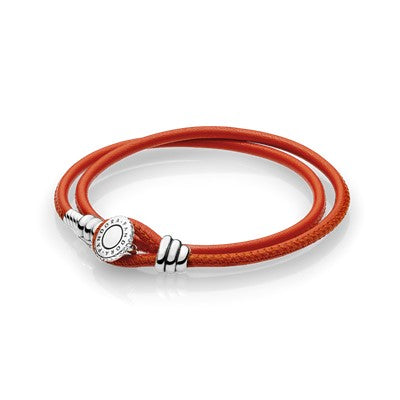 Pandora Orange Double Leather Bracelet