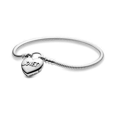 Pandora Moments Love Heart Padlock Clasp Snake Chain Bracelet