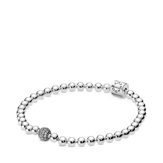Silver Beads & Pave Bracelet