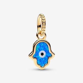 Opalescent Blue Hamsa Hand Dangle Charm