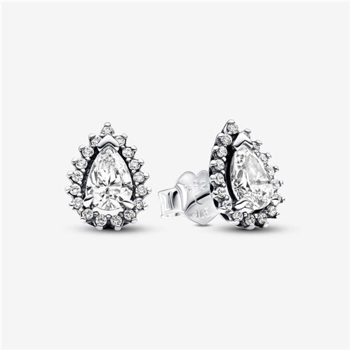 Pandora Sparkling Pear Halo Stud Earrings