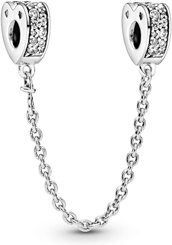 Clear Pave Hearts Safety Chain Charm