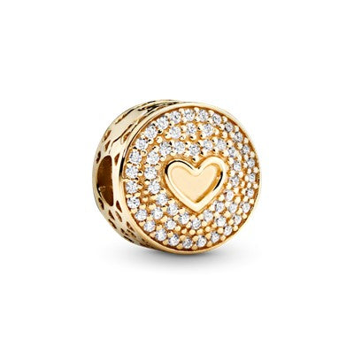 Gold Pave Heart Clip Charm