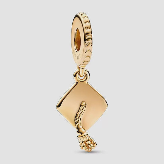 Graduation Gold Cap Dangle Charm