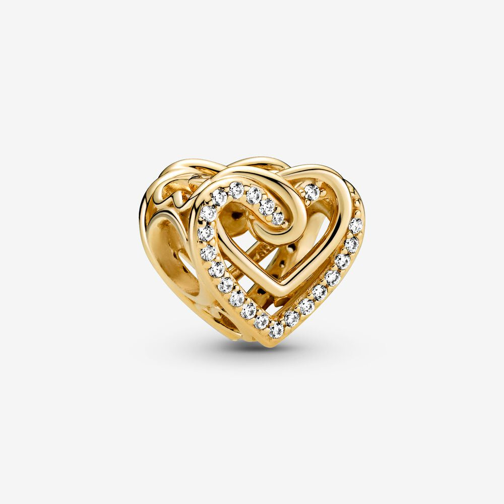 Sparkling Gold Entwined Hearts Charm