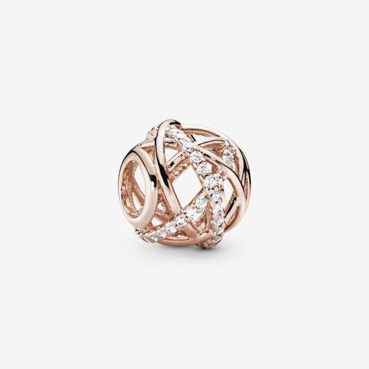 Rose Sparkling Lines Openwork Charm