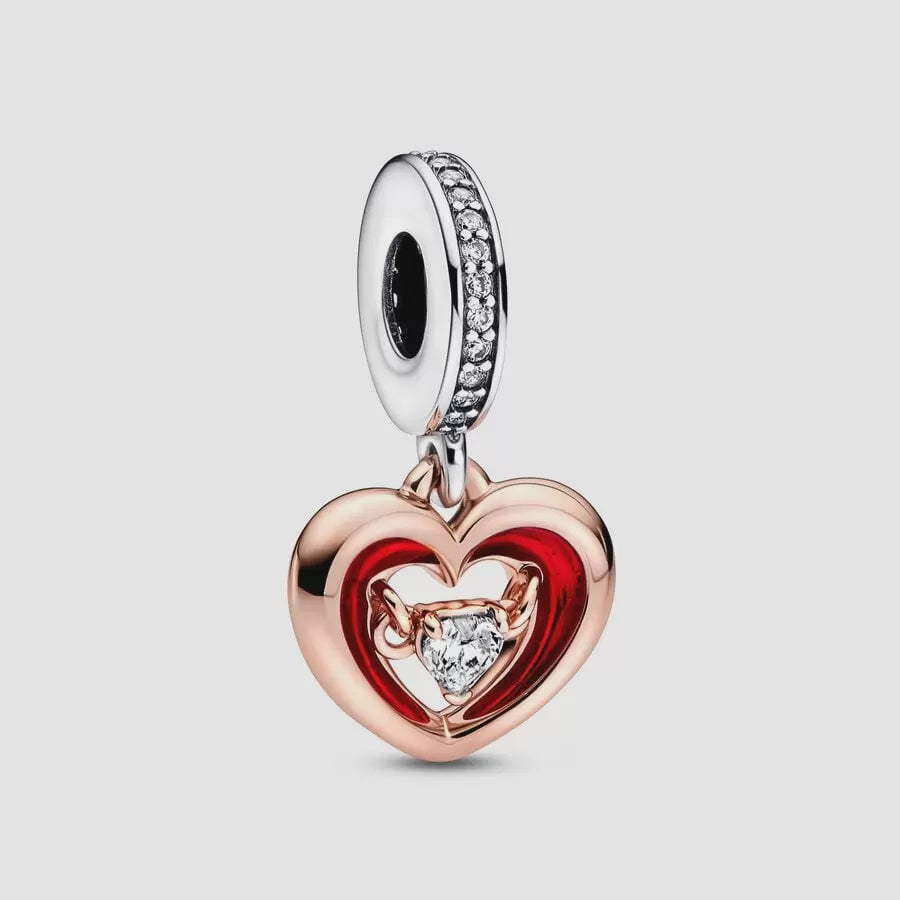 Two-tone Radiant Heart Dangle Charm