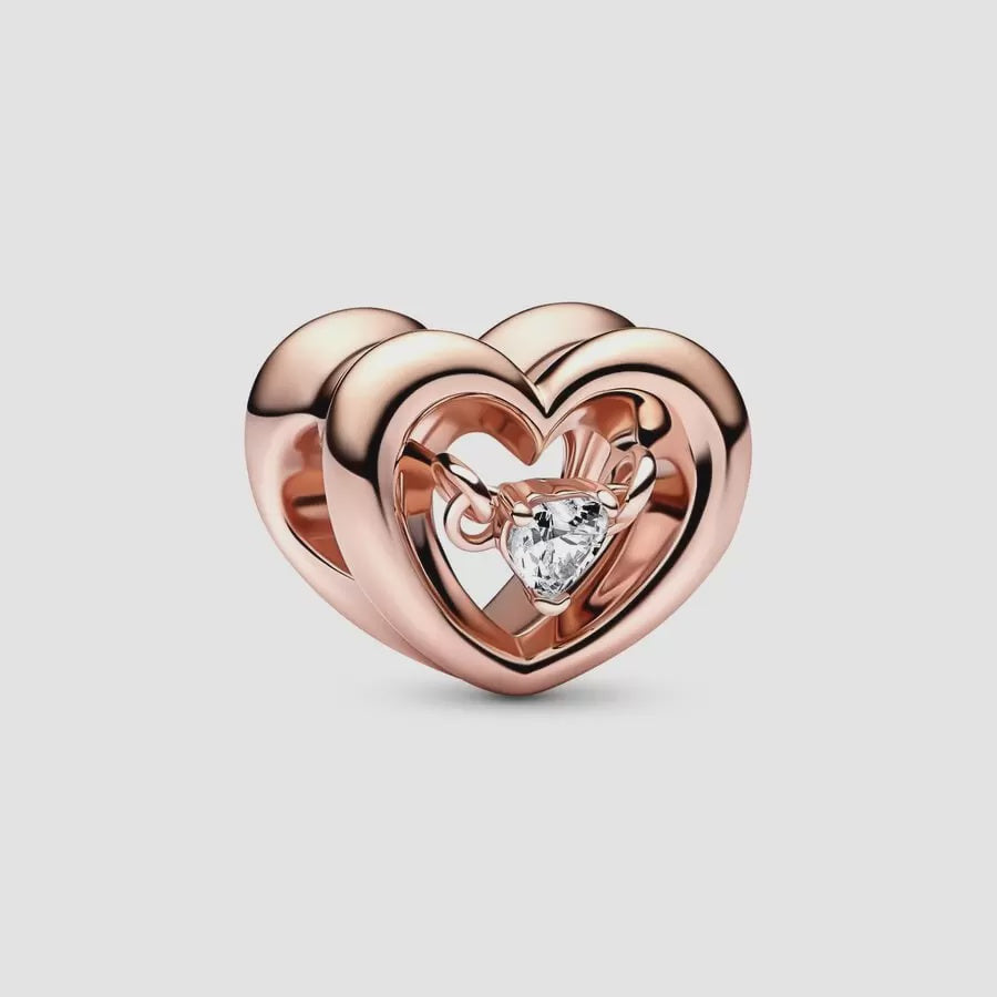 Radiant Rose Heart & Floating Stone Charm