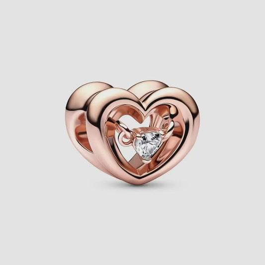 Radiant Rose Heart & Floating Stone Charm