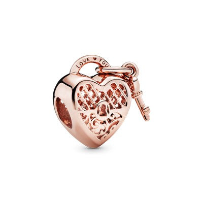 Rose Love You Heart Padlock Charm