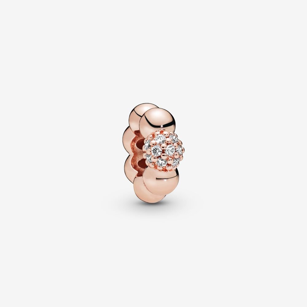 Rose Polished & Pave Bead Spacer Charm