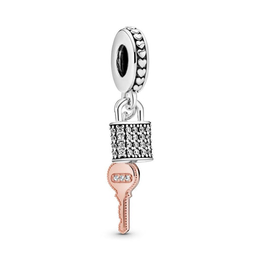 PavÃ© Padlock & Key Dangle Charm