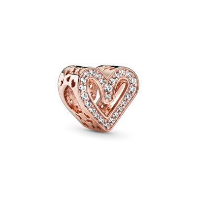 Sparkling Rose Freehand Heart Charm