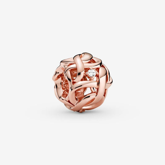 Rose Openwork Woven Infinity Charm