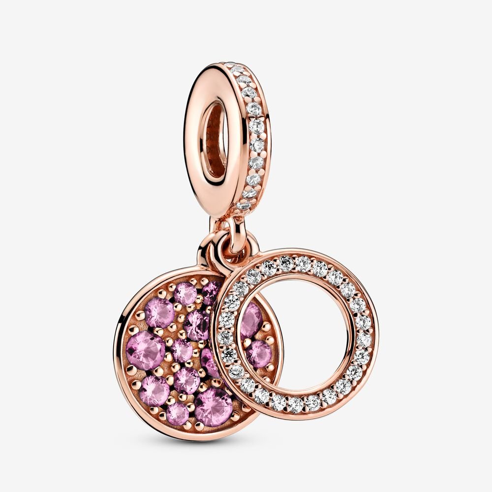 Sparkling Pink Disc Double Dangle Charm