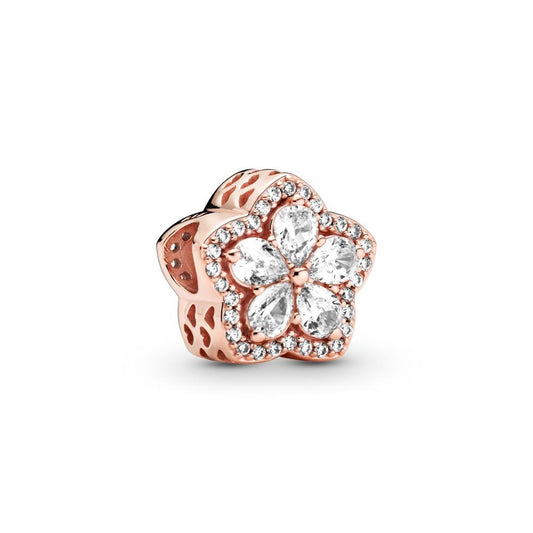 Rose Sparkling Snowflake Pave Charm