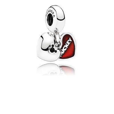 Disney Minnie & Mickey Double Heart Dangle Charm