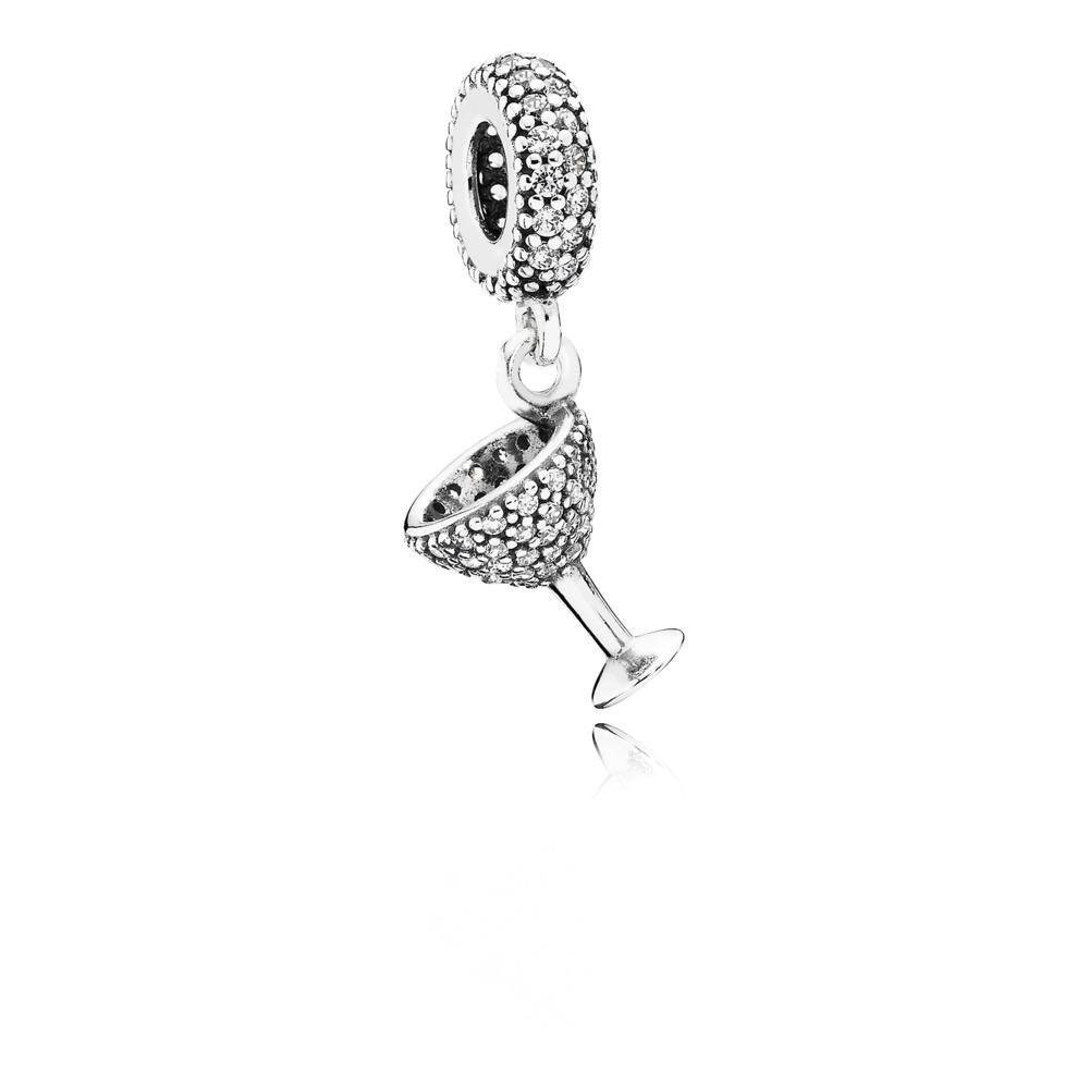 Pave Cocktail Glass Dangle Charm