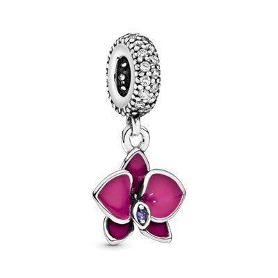 Purple Orchid Flower Dangle Charm